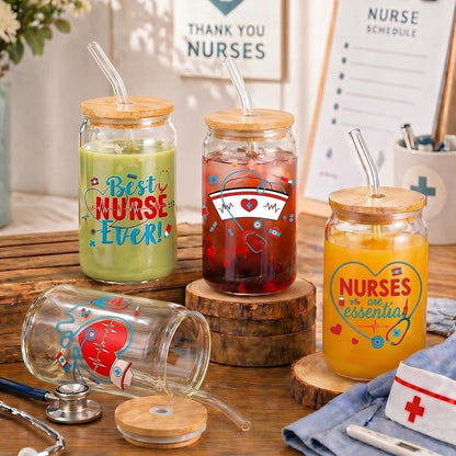 Glass Cups with Lids and Straws, 6Pcs, 16oz, Inspirational Awesome | Thank You For Being Cute Coquette Drinking Glasses Straws Tumbler for Women Girls Friend Bridesmaid Birthday Party Gifts