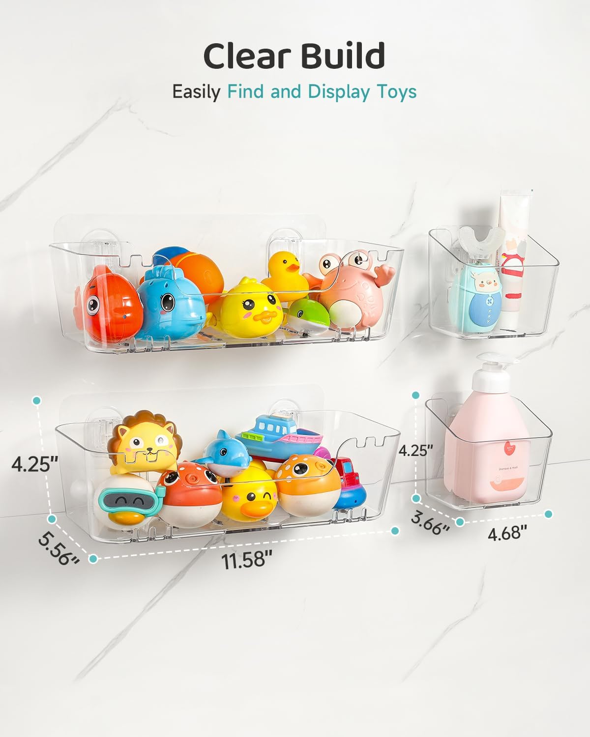 Bath Toy Storage Organizer, Bath Toy Holder with Drain Holes