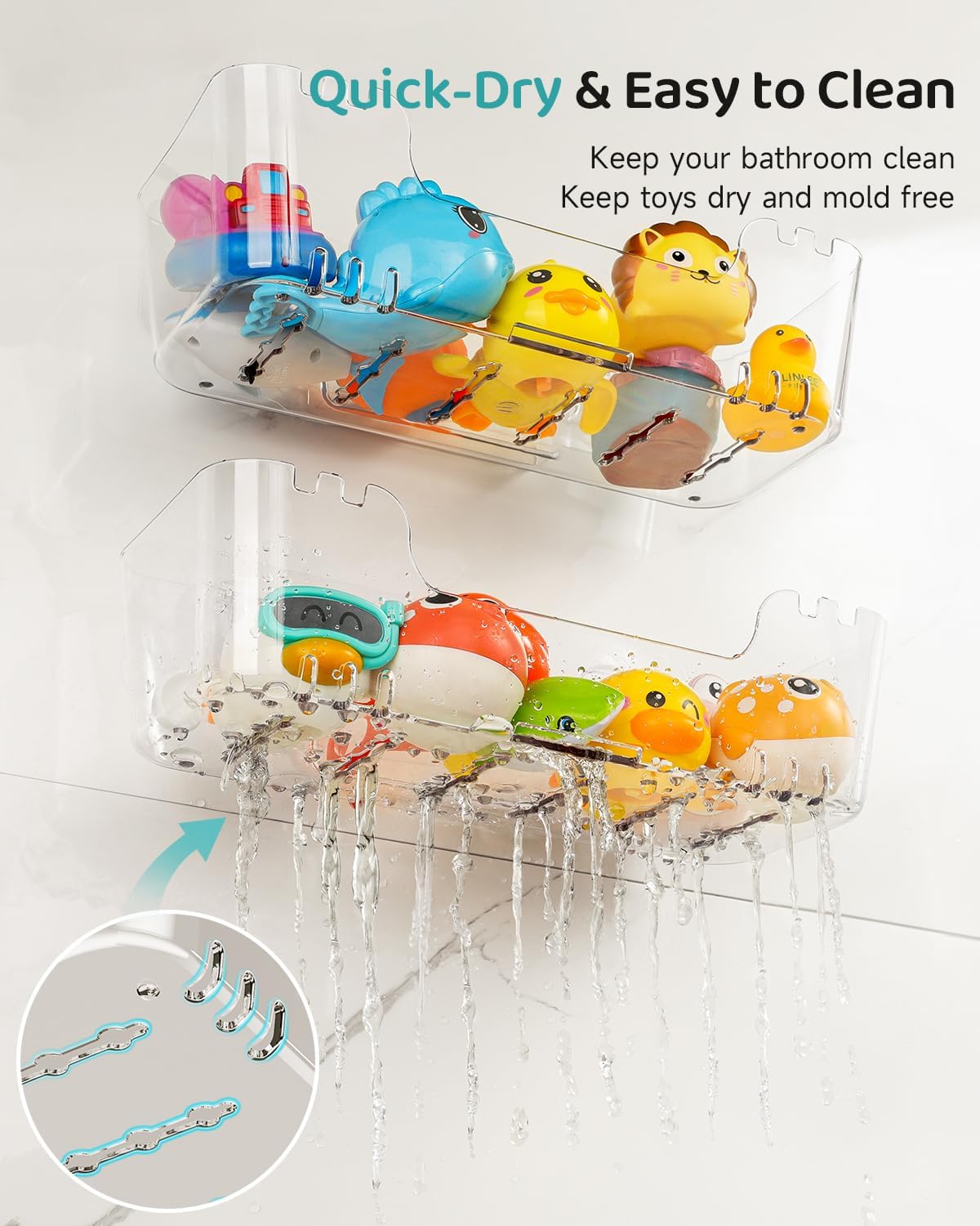 Bath Toy Storage Organizer, Bath Toy Holder with Drain Holes
