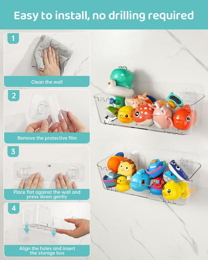 Bath Toy Storage Organizer, Bath Toy Holder with Drain Holes
