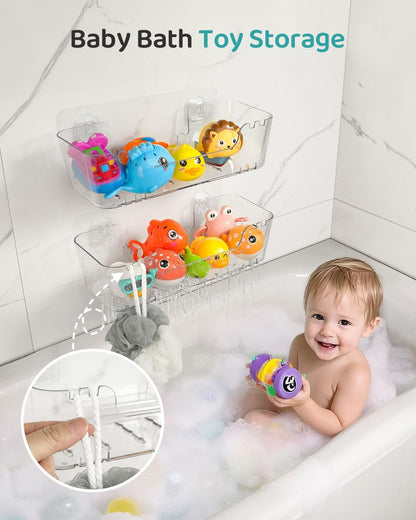 Bath Toy Storage Organizer, Bath Toy Holder with Drain Holes