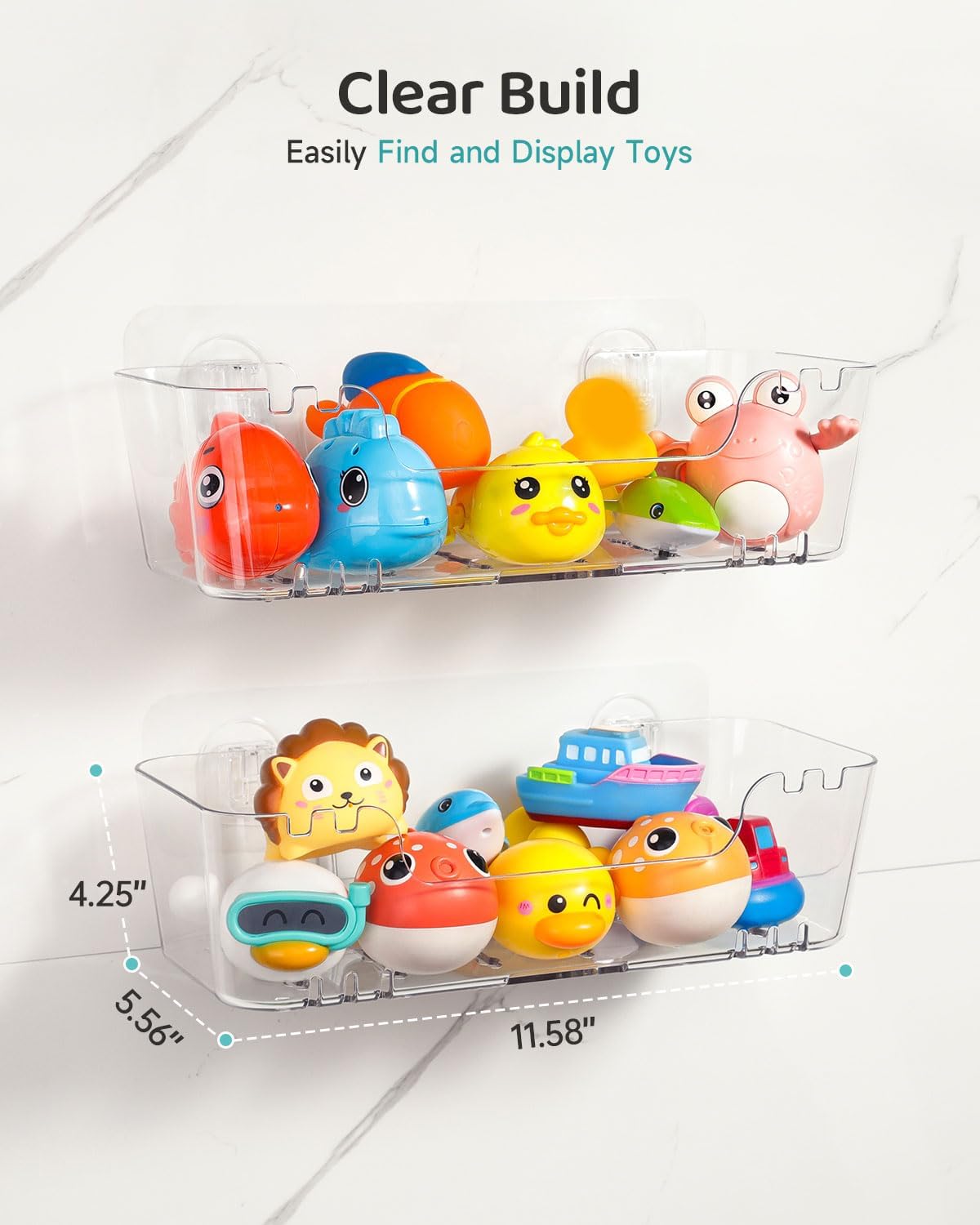 Bath Toy Storage Organizer, Bath Toy Holder with Drain Holes