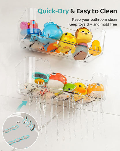 Bath Toy Storage Organizer, Bath Toy Holder with Drain Holes
