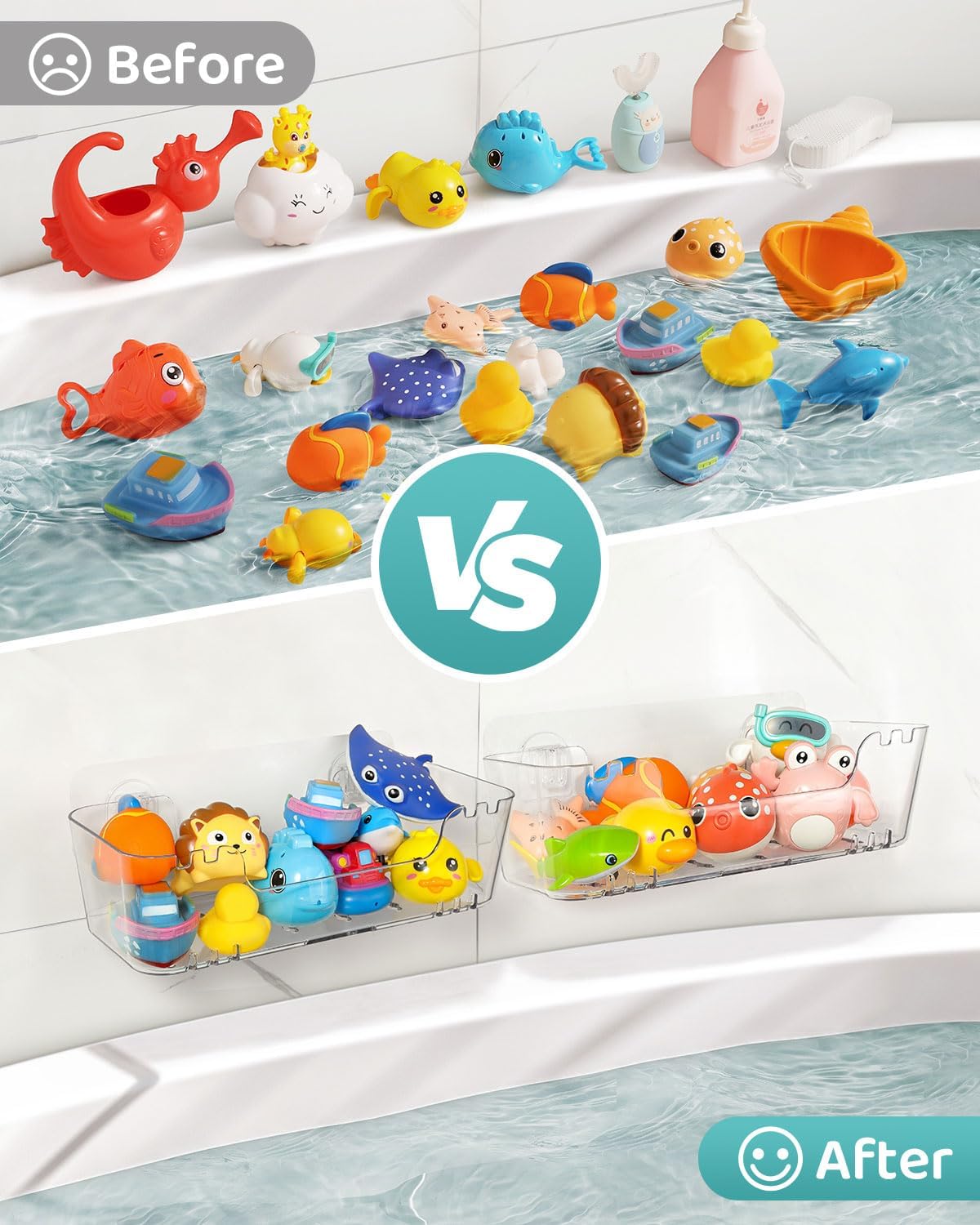 Bath Toy Storage Organizer, Bath Toy Holder with Drain Holes