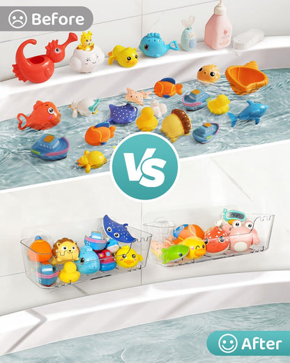Bath Toy Storage Organizer, Bath Toy Holder with Drain Holes