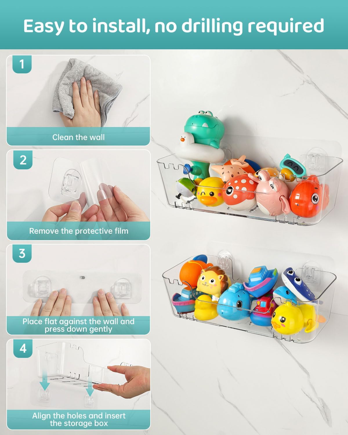 Bath Toy Storage Organizer, Bath Toy Holder with Drain Holes