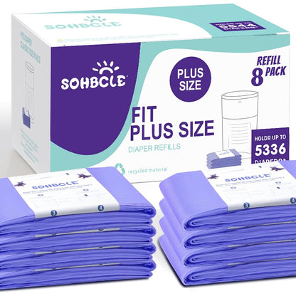 Diaper Pail Refill Bags Compatible with Dekor Plus 8 Pack Refills