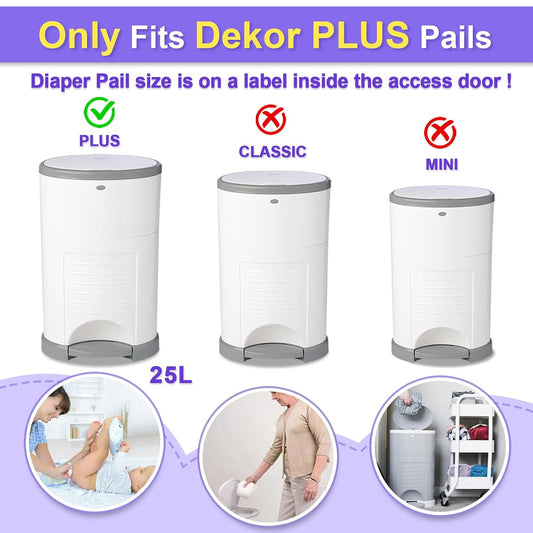 Diaper Pail Refill Bags Compatible with Dekor Plus 8 Pack Refills