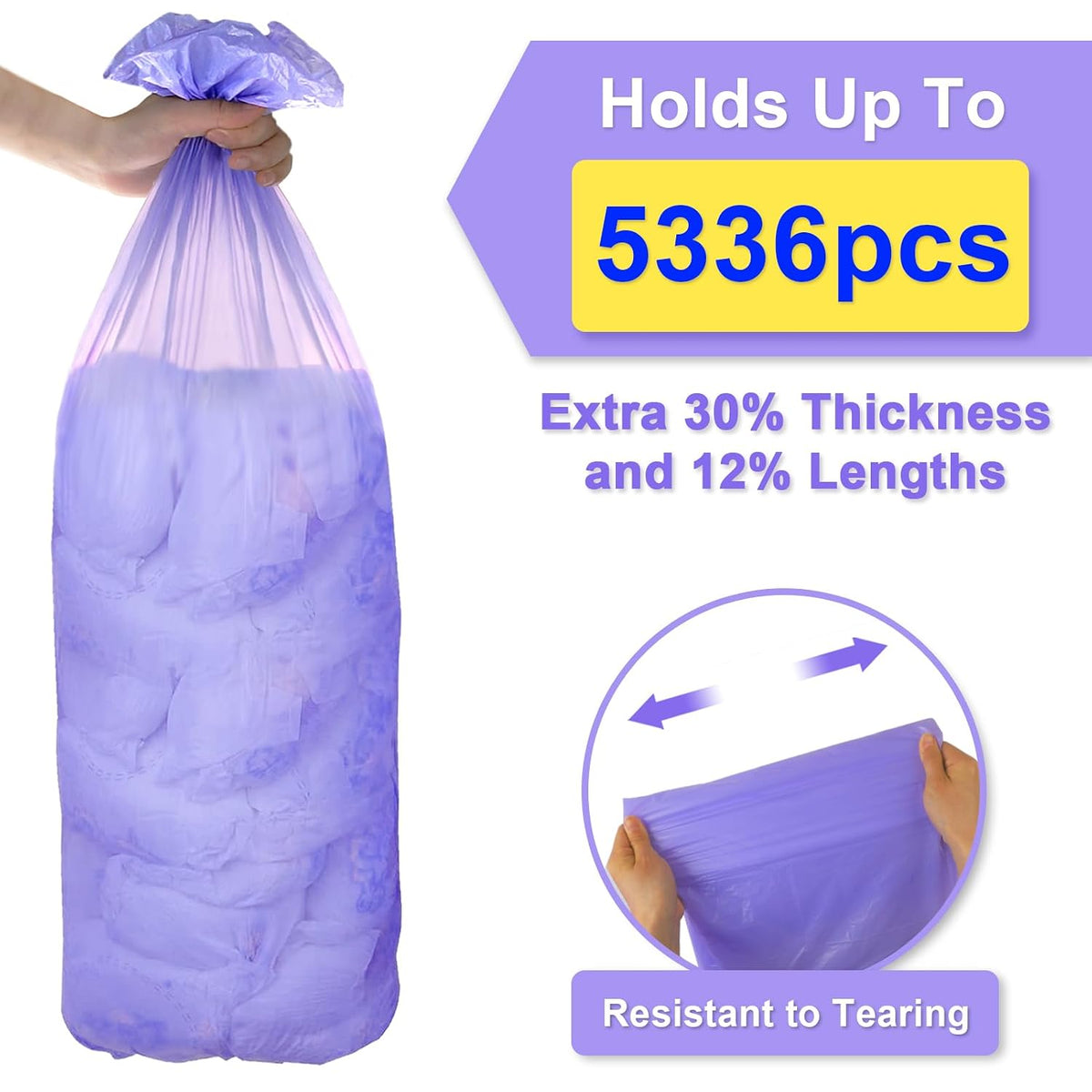Diaper Pail Refill Bags Compatible with Dekor Plus 8 Pack Refills