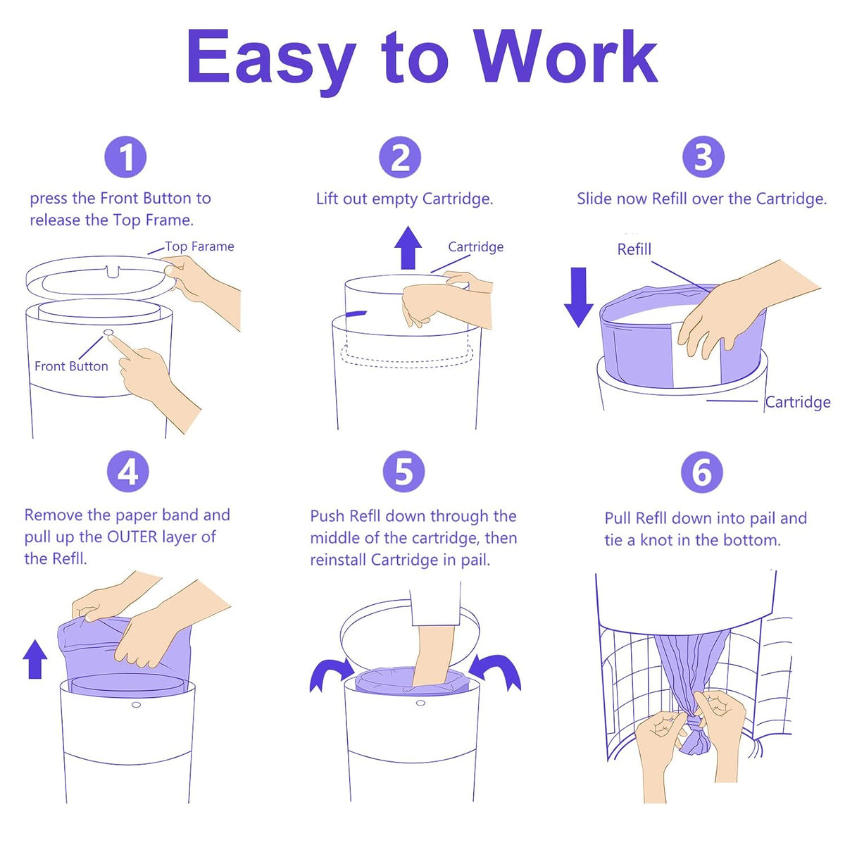 Diaper Pail Refill Bags Compatible with Dekor Plus 8 Pack Refills