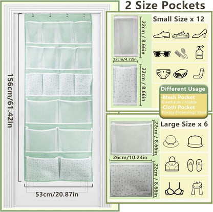2 Pack-18 Pocekts Over the Door Shoes Organizer,Behind Door Hanging Storage Pocekt for Sock,Underwear,Hat,Handbag,Back of Door Hanging Shelf for Bedroom,Bathroom,Entryway,Storeroom,Pantry,Dorm,Nursery