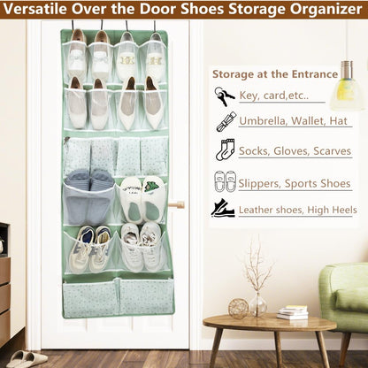 2 Pack-18 Pocekts Over the Door Shoes Organizer,Behind Door Hanging Storage Pocekt for Sock,Underwear,Hat,Handbag,Back of Door Hanging Shelf for Bedroom,Bathroom,Entryway,Storeroom,Pantry,Dorm,Nursery