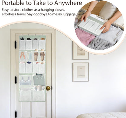 2 Pack-18 Pocekts Over the Door Shoes Organizer,Behind Door Hanging Storage Pocekt for Sock,Underwear,Hat,Handbag,Back of Door Hanging Shelf for Bedroom,Bathroom,Entryway,Storeroom,Pantry,Dorm,Nursery