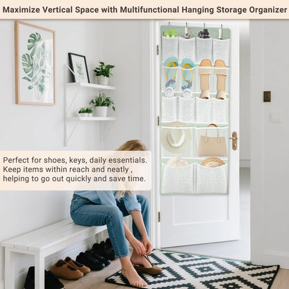 2 Pack-18 Pocekts Over the Door Shoes Organizer,Behind Door Hanging Storage Pocekt for Sock,Underwear,Hat,Handbag,Back of Door Hanging Shelf for Bedroom,Bathroom,Entryway,Storeroom,Pantry,Dorm,Nursery