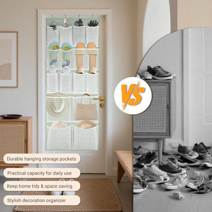 2 Pack-18 Pocekts Over the Door Shoes Organizer,Behind Door Hanging Storage Pocekt for Sock,Underwear,Hat,Handbag,Back of Door Hanging Shelf for Bedroom,Bathroom,Entryway,Storeroom,Pantry,Dorm,Nursery