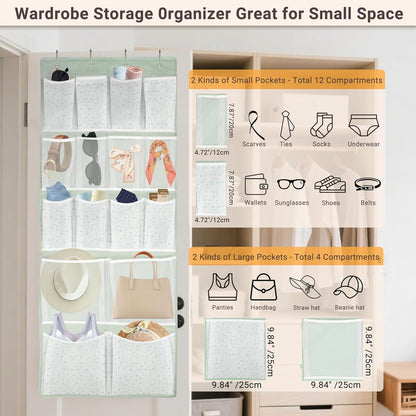 2 Pack-18 Pocekts Over the Door Shoes Organizer,Behind Door Hanging Storage Pocekt for Sock,Underwear,Hat,Handbag,Back of Door Hanging Shelf for Bedroom,Bathroom,Entryway,Storeroom,Pantry,Dorm,Nursery
