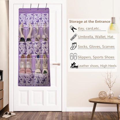 2 Pack-18 Pocekts Over the Door Shoes Organizer,Behind Door Hanging Storage Pocekt for Sock,Underwear,Hat,Handbag,Back of Door Hanging Shelf for Bedroom,Bathroom,Entryway,Storeroom,Pantry,Dorm,Nursery