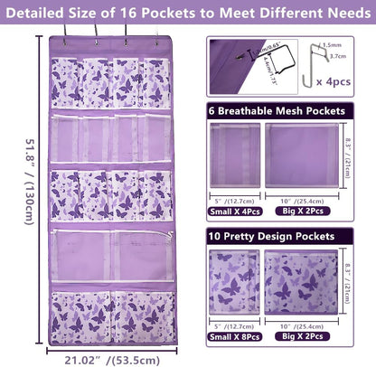 2 Pack-18 Pocekts Over the Door Shoes Organizer,Behind Door Hanging Storage Pocekt for Sock,Underwear,Hat,Handbag,Back of Door Hanging Shelf for Bedroom,Bathroom,Entryway,Storeroom,Pantry,Dorm,Nursery