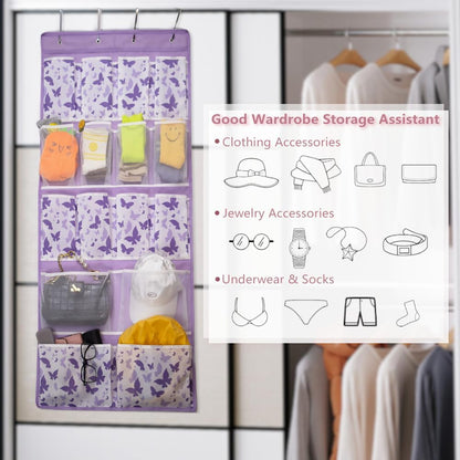 2 Pack-18 Pocekts Over the Door Shoes Organizer,Behind Door Hanging Storage Pocekt for Sock,Underwear,Hat,Handbag,Back of Door Hanging Shelf for Bedroom,Bathroom,Entryway,Storeroom,Pantry,Dorm,Nursery
