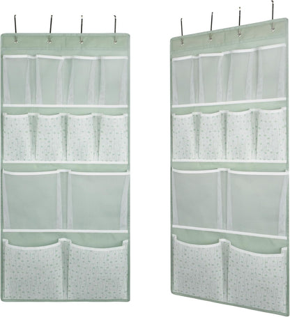2 Pack-18 Pocekts Over the Door Shoes Organizer,Behind Door Hanging Storage Pocekt for Sock,Underwear,Hat,Handbag,Back of Door Hanging Shelf for Bedroom,Bathroom,Entryway,Storeroom,Pantry,Dorm,Nursery