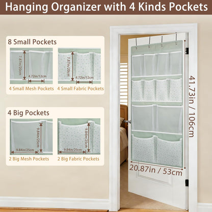 2 Pack-18 Pocekts Over the Door Shoes Organizer,Behind Door Hanging Storage Pocekt for Sock,Underwear,Hat,Handbag,Back of Door Hanging Shelf for Bedroom,Bathroom,Entryway,Storeroom,Pantry,Dorm,Nursery