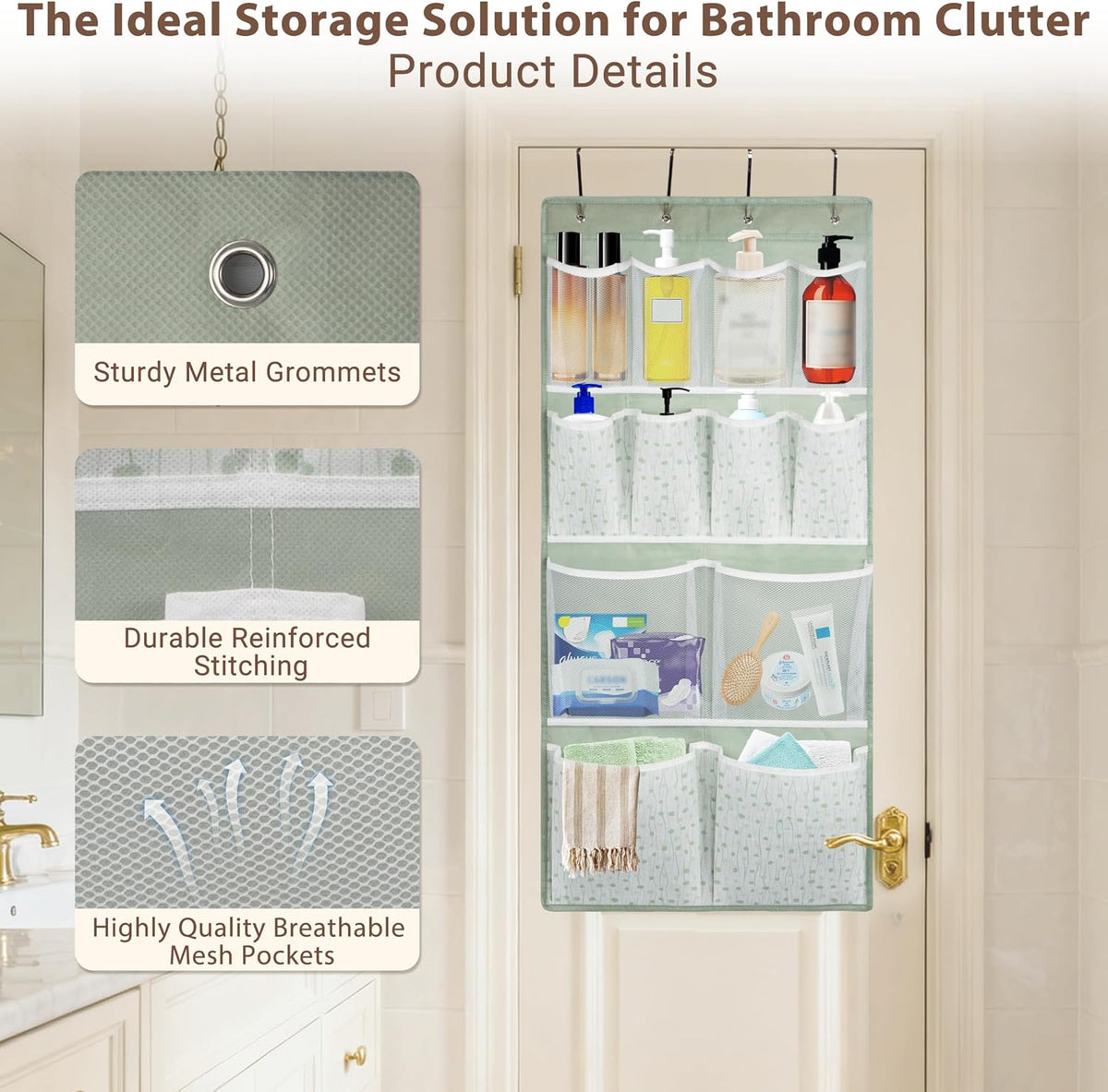 2 Pack-18 Pocekts Over the Door Shoes Organizer,Behind Door Hanging Storage Pocekt for Sock,Underwear,Hat,Handbag,Back of Door Hanging Shelf for Bedroom,Bathroom,Entryway,Storeroom,Pantry,Dorm,Nursery