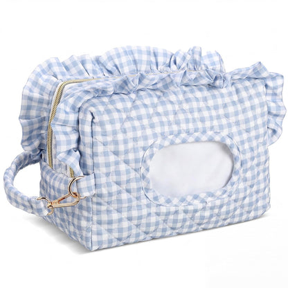 Pink Ruffle Bow Diaper and Wipe Pouch Quilted Baby Dispenser Holder Diaper and Tissue Bag Purse Portable Travel Hanging Wet Wipes Bag Diapering Clutch for Car Stroller