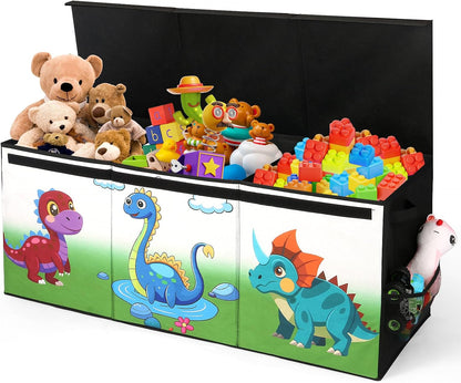 Extra Large Toy Box with Lid, Collapsible Toy Chest for Kids Boys Girls, Toy Storage Organizer with Dividers, 40"x16"x16" Storage Bin Box for Playroom, Nursery, Bedroom