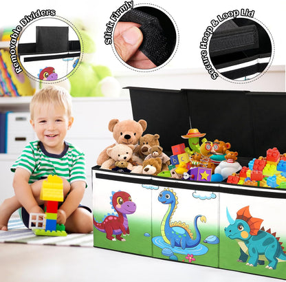 Extra Large Toy Box with Lid, Collapsible Toy Chest for Kids Boys Girls, Toy Storage Organizer with Dividers, 40"x16"x16" Storage Bin Box for Playroom, Nursery, Bedroom