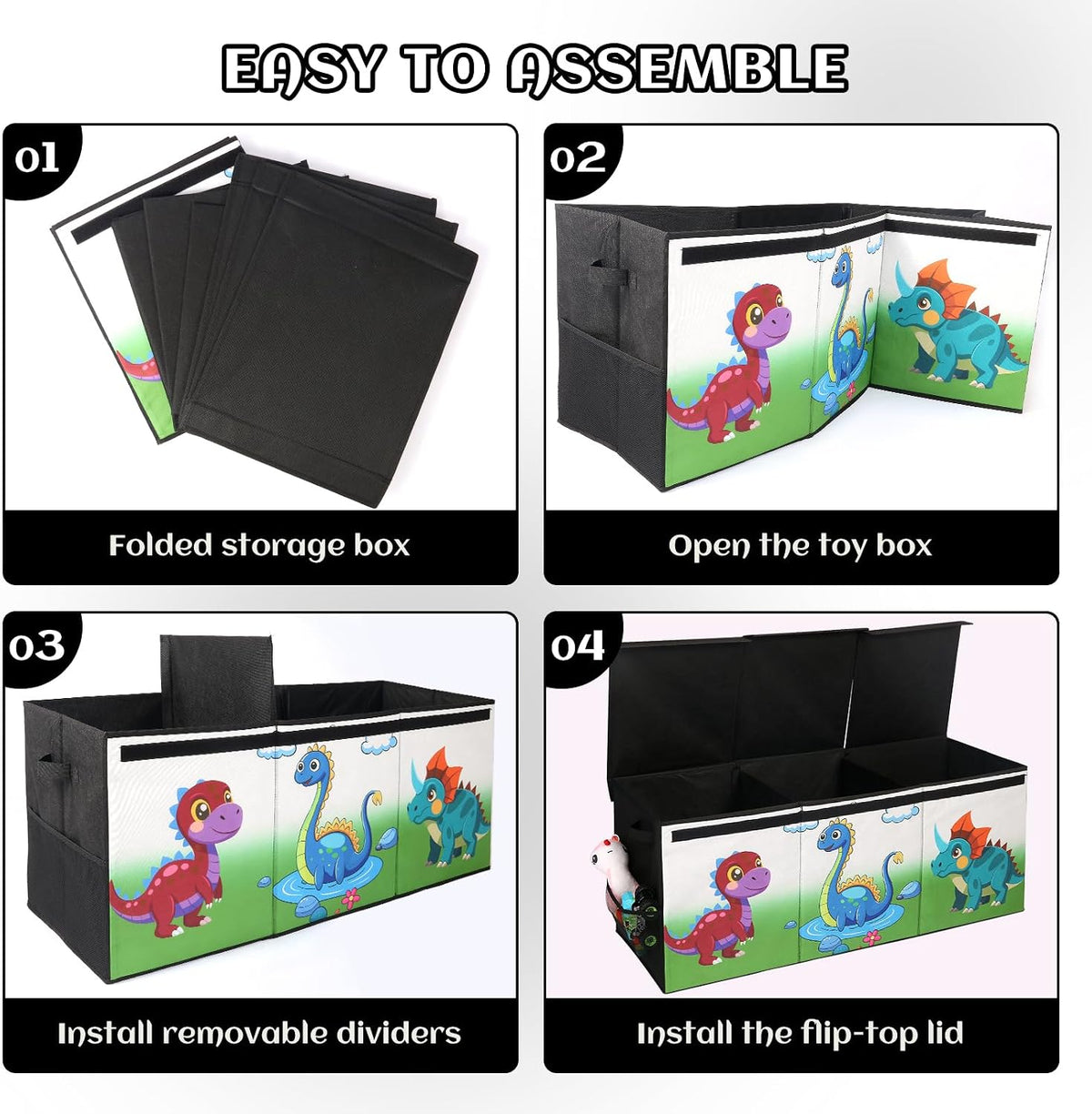 Extra Large Toy Box with Lid, Collapsible Toy Chest for Kids Boys Girls, Toy Storage Organizer with Dividers, 40"x16"x16" Storage Bin Box for Playroom, Nursery, Bedroom