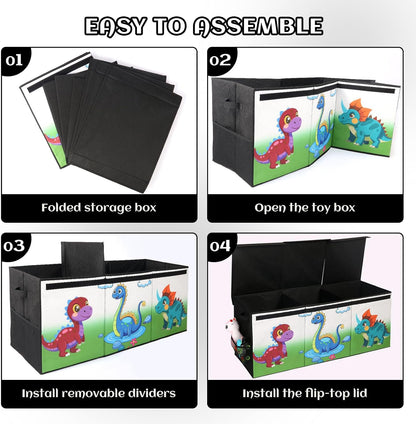 Extra Large Toy Box with Lid, Collapsible Toy Chest for Kids Boys Girls, Toy Storage Organizer with Dividers, 40"x16"x16" Storage Bin Box for Playroom, Nursery, Bedroom