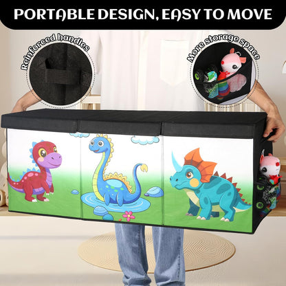 Extra Large Toy Box with Lid, Collapsible Toy Chest for Kids Boys Girls, Toy Storage Organizer with Dividers, 40"x16"x16" Storage Bin Box for Playroom, Nursery, Bedroom