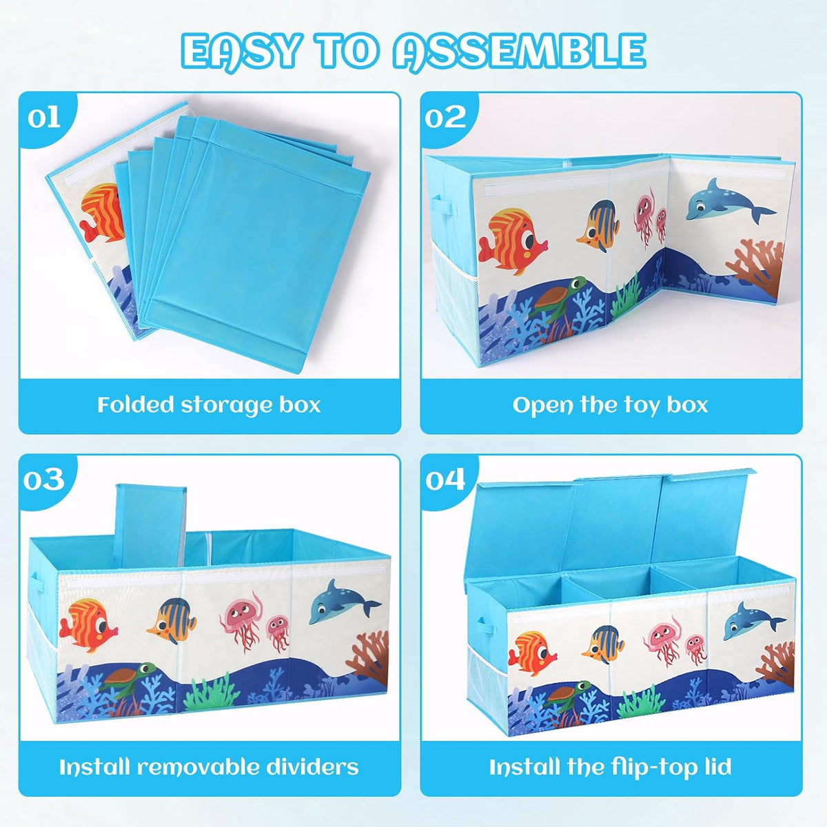 Extra Large Toy Box with Lid, Collapsible Toy Chest for Kids Boys Girls, Toy Storage Organizer with Dividers, 40"x16"x16" Storage Bin Box for Playroom, Nursery, Bedroom