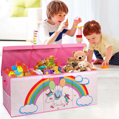 Extra Large Toy Box with Lid, Collapsible Toy Chest for Kids Boys Girls, Toy Storage Organizer with Dividers, 40"x16"x16" Storage Bin Box for Playroom, Nursery, Bedroom