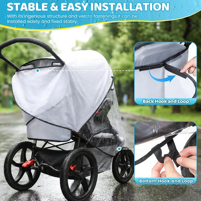 Jogging Stroller Rain Cover, Thick EVA & PVC Protect from Dust and Snow