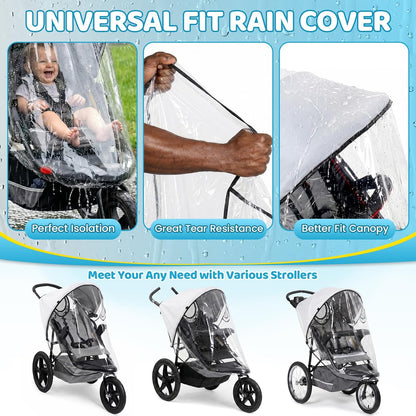 Jogging Stroller Rain Cover, Thick EVA & PVC Protect from Dust and Snow