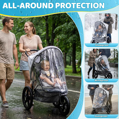 Jogging Stroller Rain Cover, Thick EVA & PVC Protect from Dust and Snow