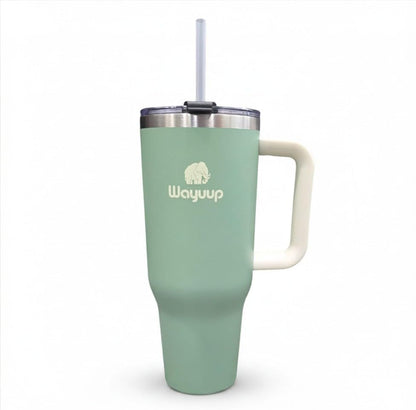 40 oz Tumbler with Handle and Straw Lid, Stainless Steel Vacuum Insulated Double Wall Water Bottle Leak-proof, Non Slip more than 24 Hrs or Hot for 6 Hrs (Bone), WPM40