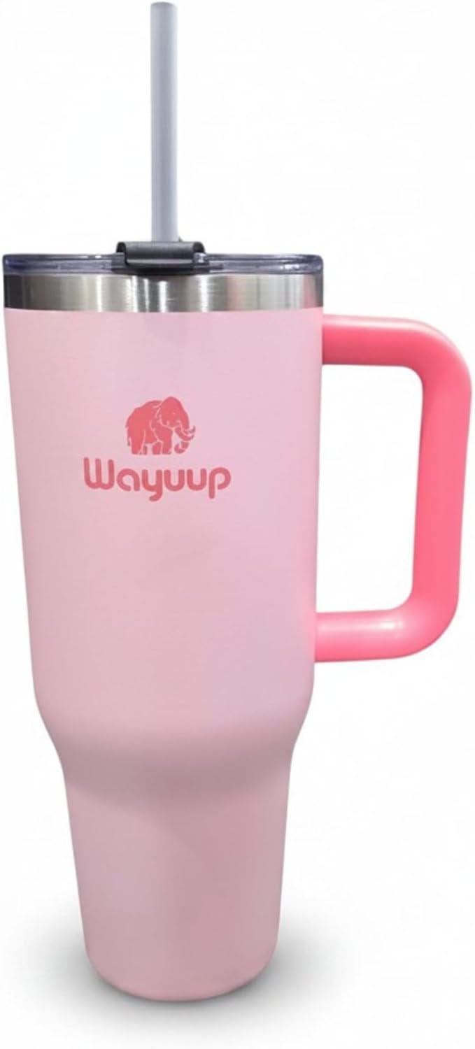40 oz Tumbler with Handle and Straw Lid, Stainless Steel Vacuum Insulated Double Wall Water Bottle Leak-proof, Non Slip more than 24 Hrs or Hot for 6 Hrs (Bone), WPM40