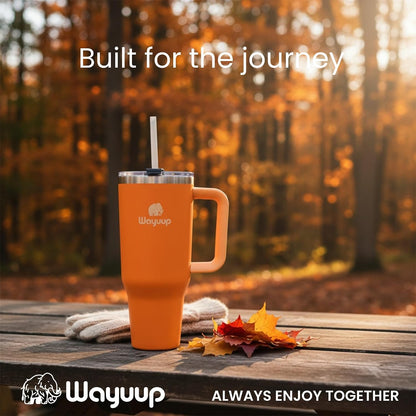 40 oz Tumbler with Handle and Straw Lid, Stainless Steel Vacuum Insulated Double Wall Water Bottle Leak-proof, Non Slip more than 24 Hrs or Hot for 6 Hrs (Bone), WPM40