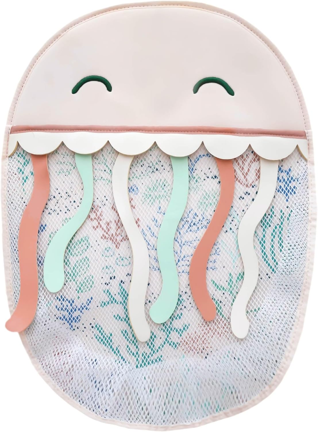 Oceana Extra-Large Mesh Bath Toy Holder with Suction Cups: Quick-Dry Bath Toy Storage Net for Bathtub, Pebbles