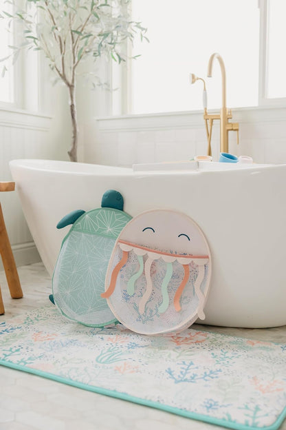 Oceana Extra-Large Mesh Bath Toy Holder with Suction Cups: Quick-Dry Bath Toy Storage Net for Bathtub, Pebbles