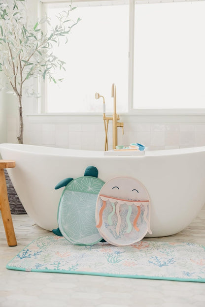 Oceana Extra-Large Mesh Bath Toy Holder with Suction Cups: Quick-Dry Bath Toy Storage Net for Bathtub, Pebbles