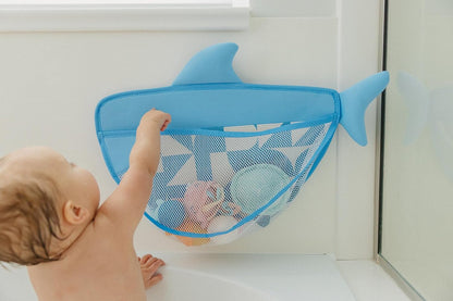 Oceana Extra-Large Mesh Bath Toy Holder with Suction Cups: Quick-Dry Bath Toy Storage Net for Bathtub, Pebbles