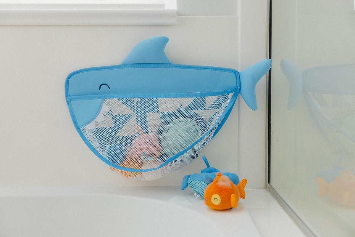 Oceana Extra-Large Mesh Bath Toy Holder with Suction Cups: Quick-Dry Bath Toy Storage Net for Bathtub, Pebbles