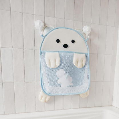 Oceana Extra-Large Mesh Bath Toy Holder with Suction Cups: Quick-Dry Bath Toy Storage Net for Bathtub, Pebbles