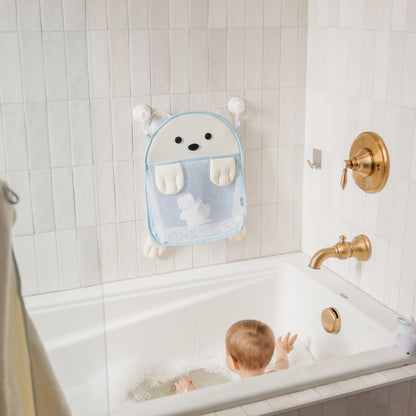 Oceana Extra-Large Mesh Bath Toy Holder with Suction Cups: Quick-Dry Bath Toy Storage Net for Bathtub, Pebbles