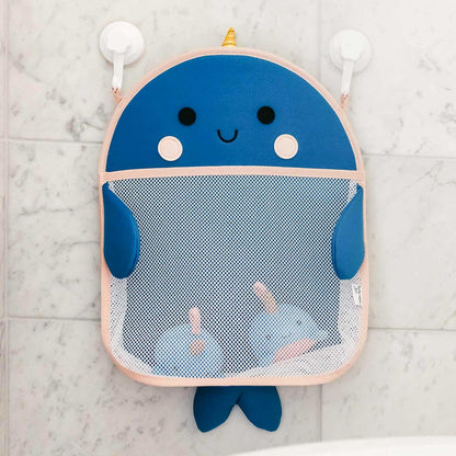 Oceana Extra-Large Mesh Bath Toy Holder with Suction Cups: Quick-Dry Bath Toy Storage Net for Bathtub, Pebbles