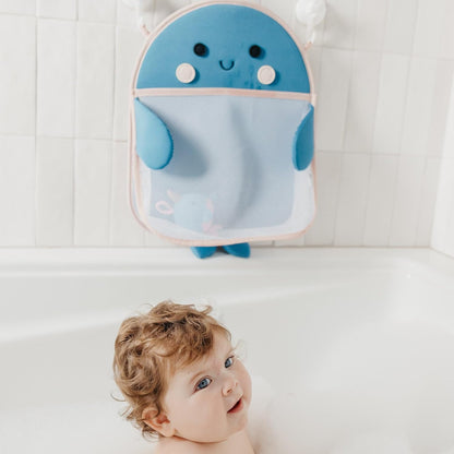 Oceana Extra-Large Mesh Bath Toy Holder with Suction Cups: Quick-Dry Bath Toy Storage Net for Bathtub, Pebbles
