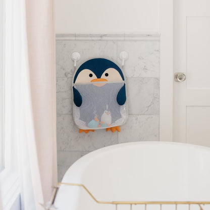 Oceana Extra-Large Mesh Bath Toy Holder with Suction Cups: Quick-Dry Bath Toy Storage Net for Bathtub, Pebbles